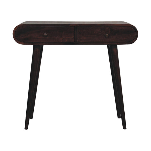 Walnut Curved Edge Console Table