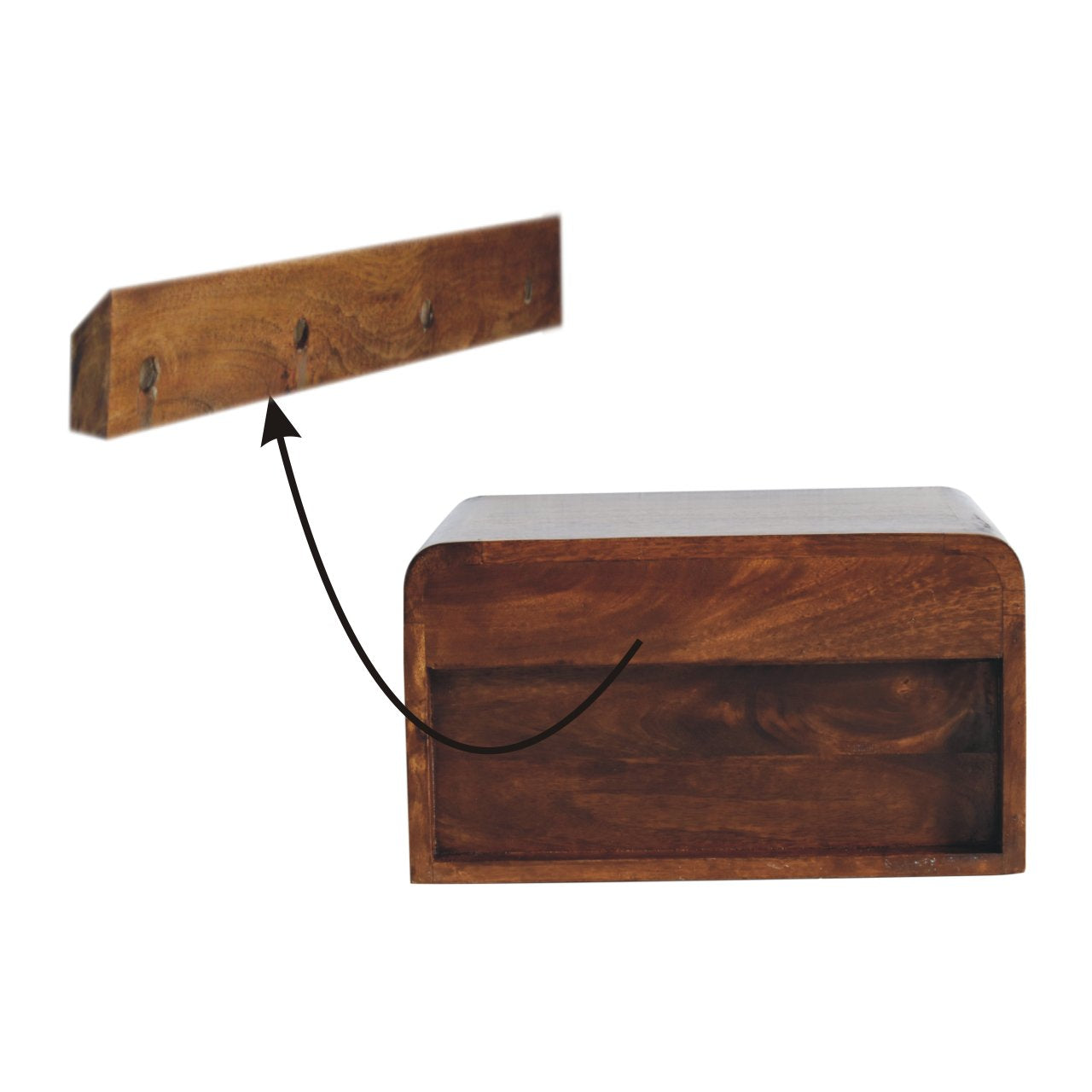 Chunky Chestnut 1 Drawer Wall Mounted Nightstand