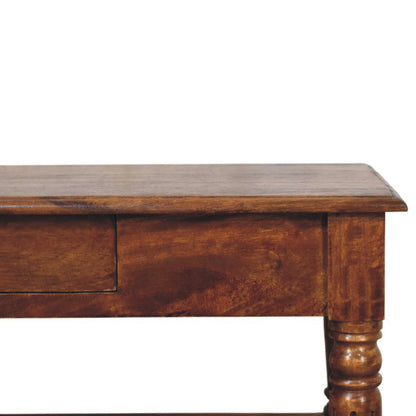 Turned Legs Chestnut 2 Drawer Coffee Table