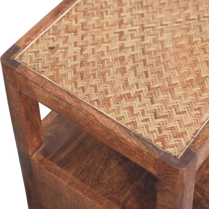 Saffron Rattan Nightstand | Bedside Table