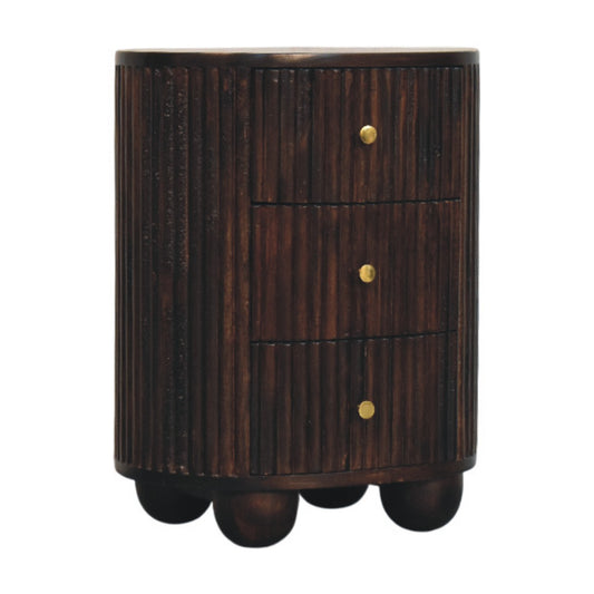 Curved Fluted 3-Drawer Bedside