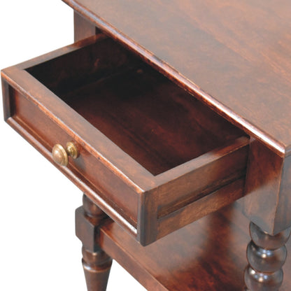 Spindle Winewood Bedside Table | Nightstand
