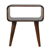 Curved Open Chestnut Bedside Table | Nightstand