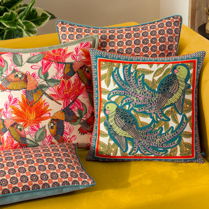 INIKO PARROTS 43X43 CUSHION CASE MULTI
