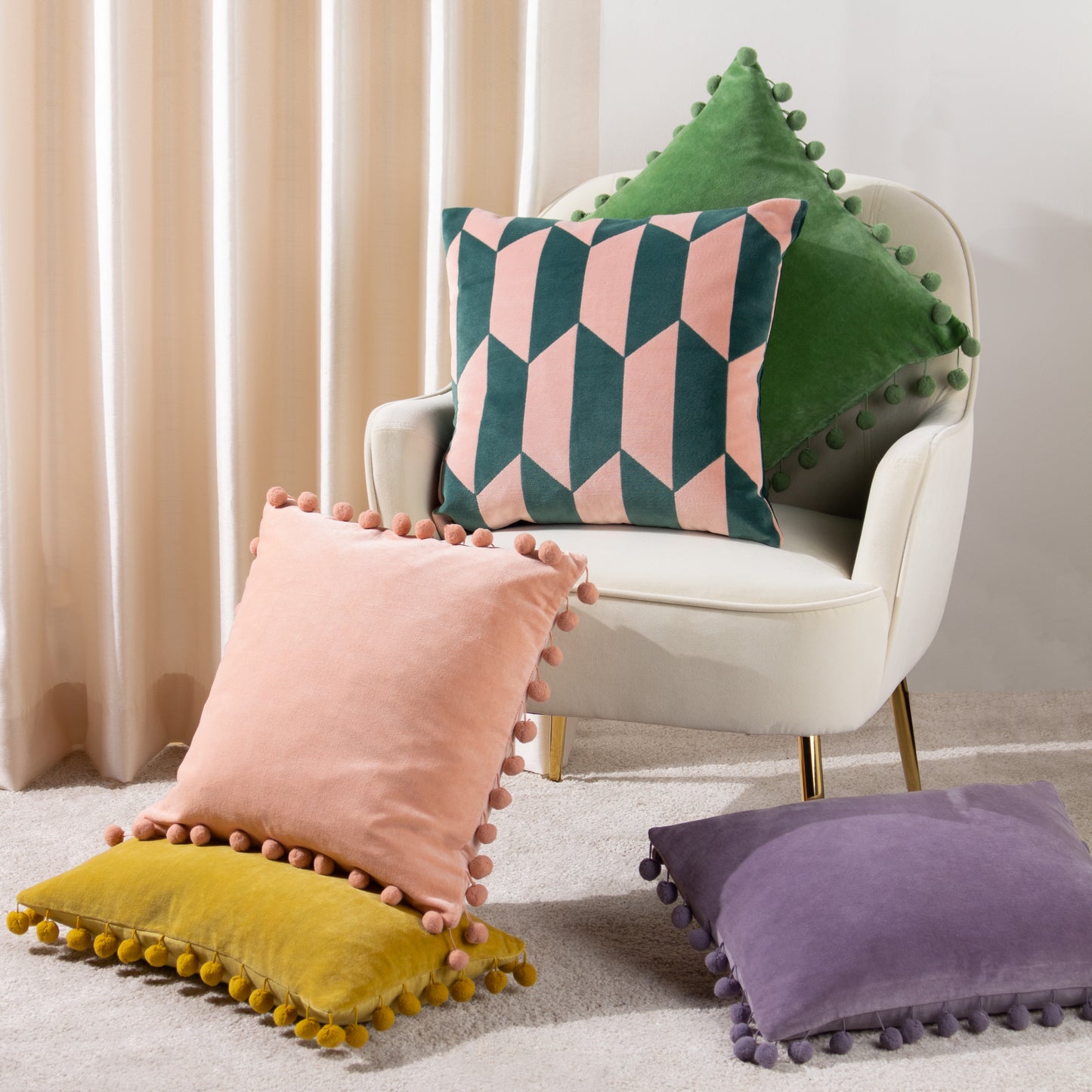 KALHO 45X45 CUSHION CASE PINK/GREEN