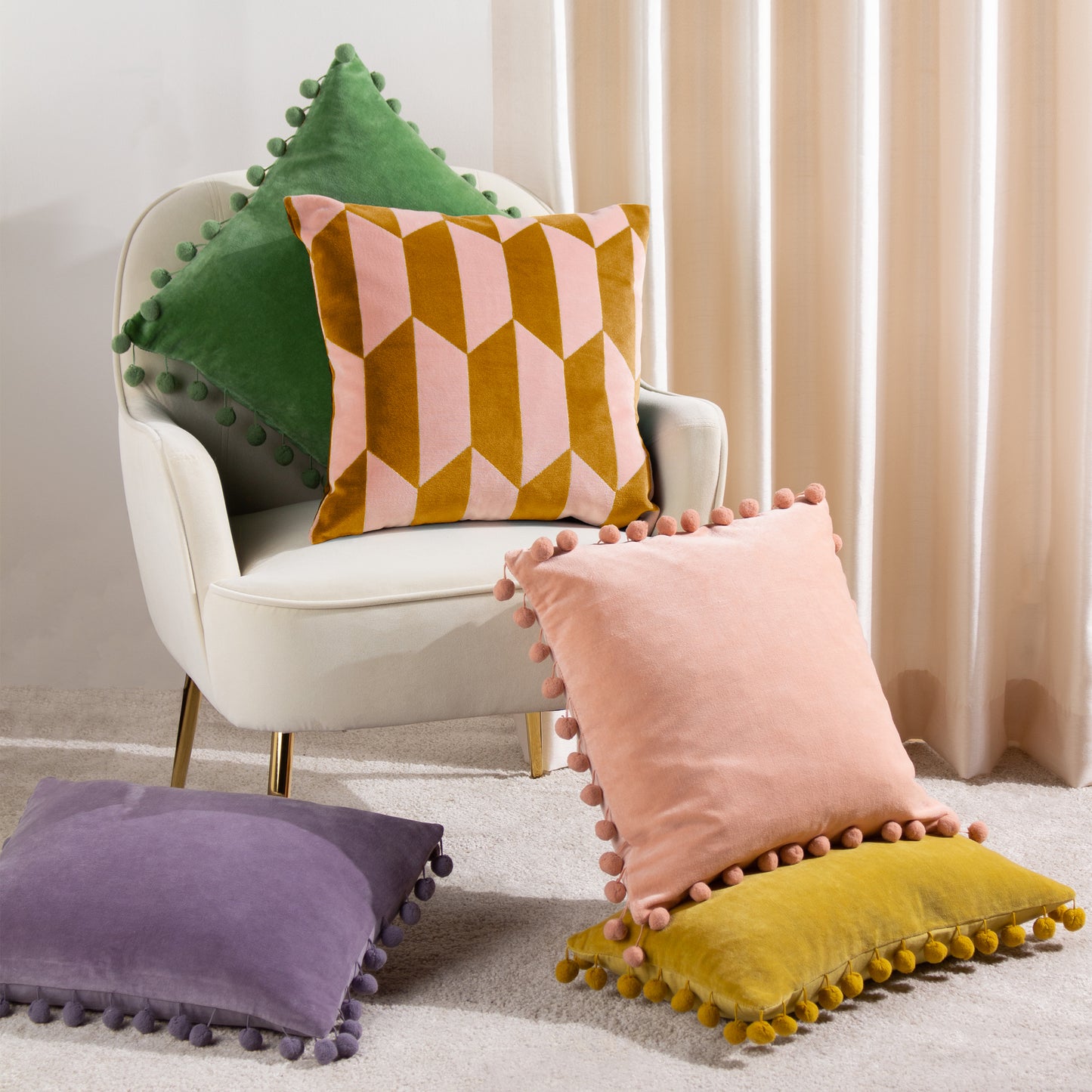 KALHO 45X45 CUSHION CASE PINK/OCHRE