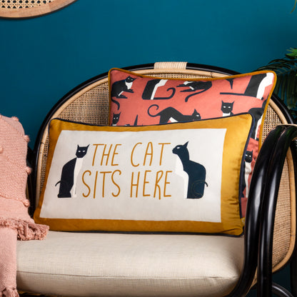 KITTA SITS HERE 30X50 CUSHION CASE OCHRE