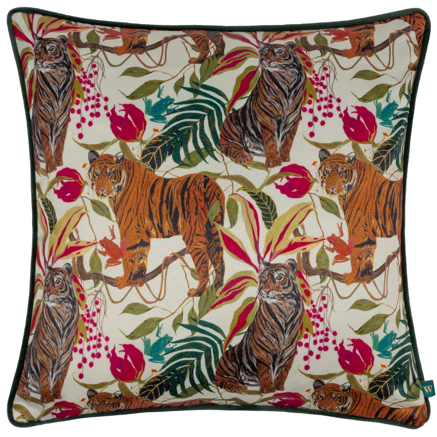 KALI JUNGLE TIGERS 43X43 CUSHION CASE IVORY
