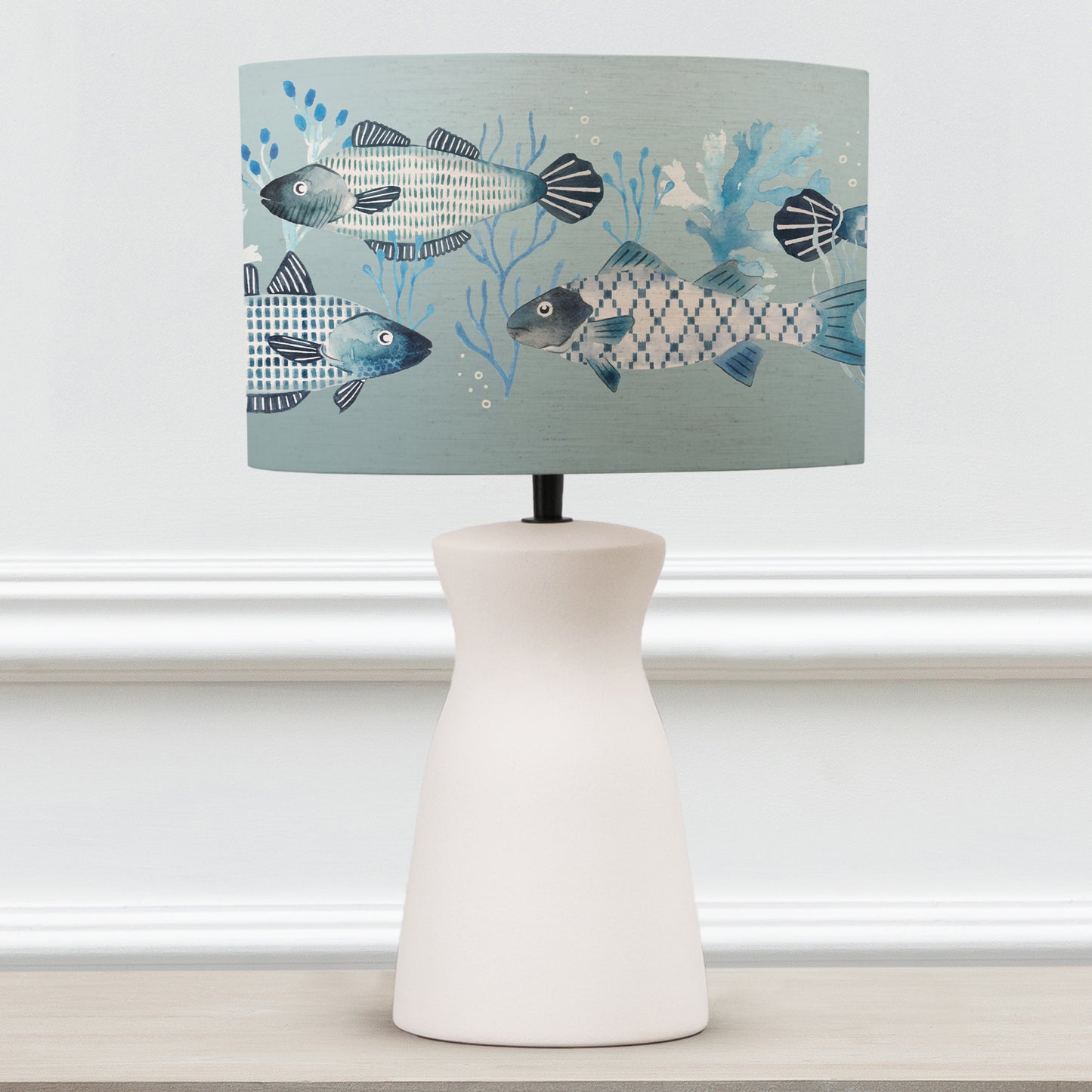 ALBURY TABLE LAMPBASE ECRU/BARBEAU EVA 30CM LAMPSHADE SEAFOAM