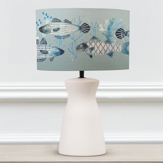 ALBURY TABLE LAMPBASE ECRU/BARBEAU EVA 30CM LAMPSHADE SEAFOAM