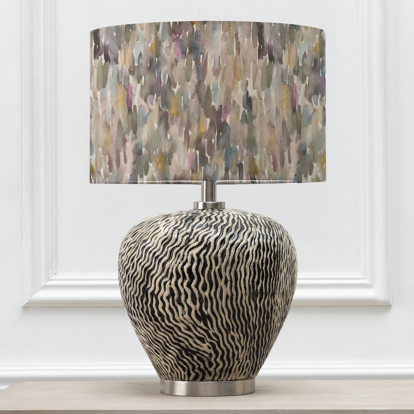 ALCINA TABLE LAMPBASE GREY/AZIMA EVA 40CM LAMPSHADE IRONSTONE