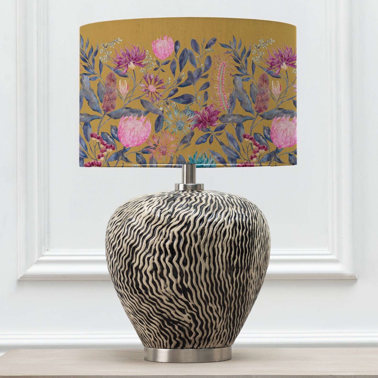 ALCINA TABLE LAMPBASE GREY/FORTAZELA EVA 40CM LAMPSHADE GOLD