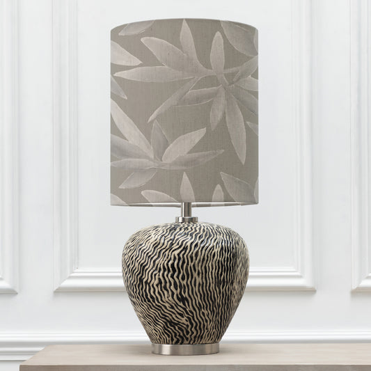 ALCINA TABLE LAMPBASE GREY/SILVERWOOD ANNA 32X40CM LAMPSHADE SNOW