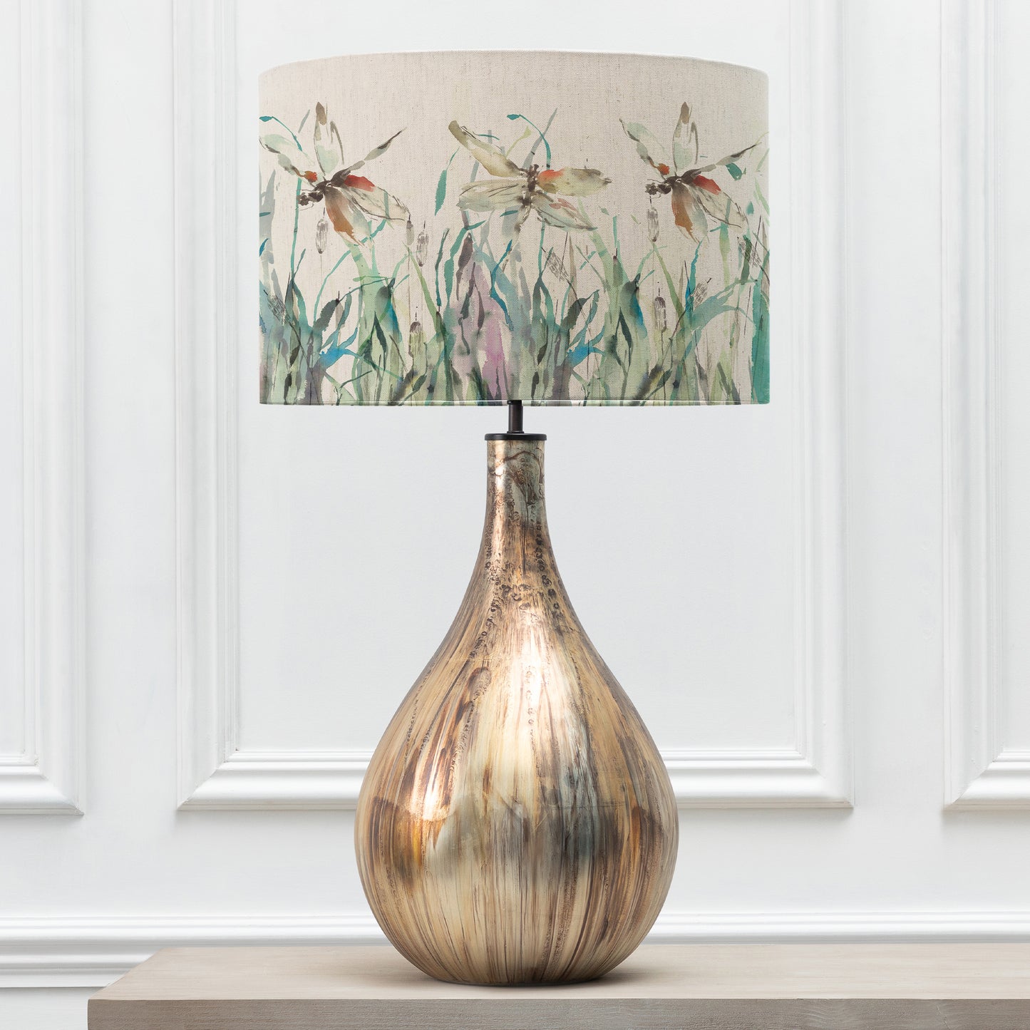 ALLEGRA TABLE LAMPBASE GLASS/NIGHTINGALE EVA 46CM LAMPSHADE PERIDOT