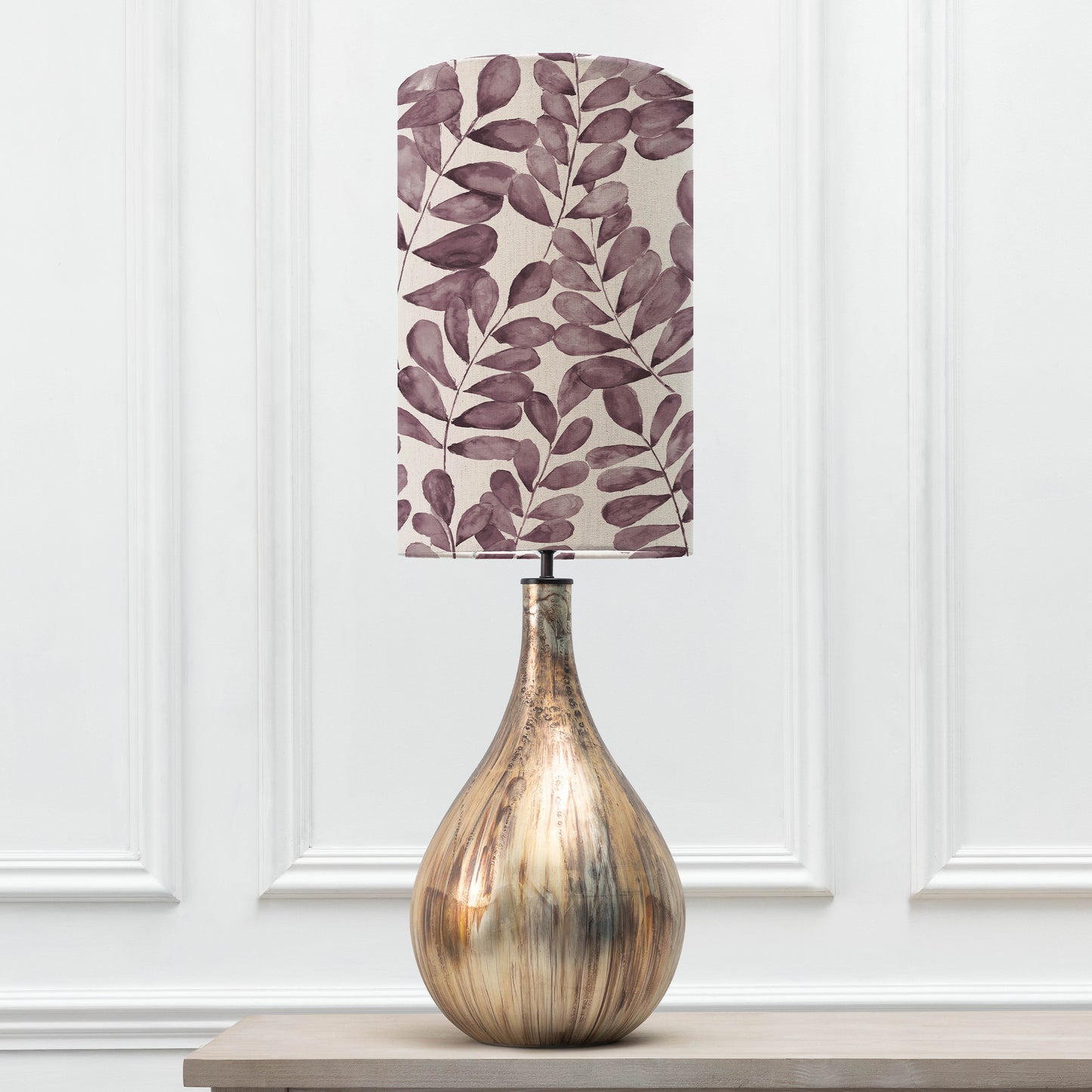 ALLEGRA TABLE LAMPBASE GLASS/ROWAN ANNA 30X50CM LAMPSHADE DUSK