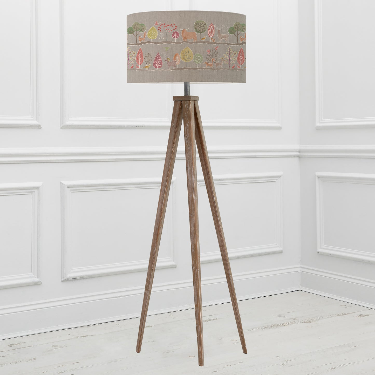 ARATUS FLOOR LAMPBASE GREY WASH/ARIUNDLE EVA 52CM LAMPSHADE SANDSTONE