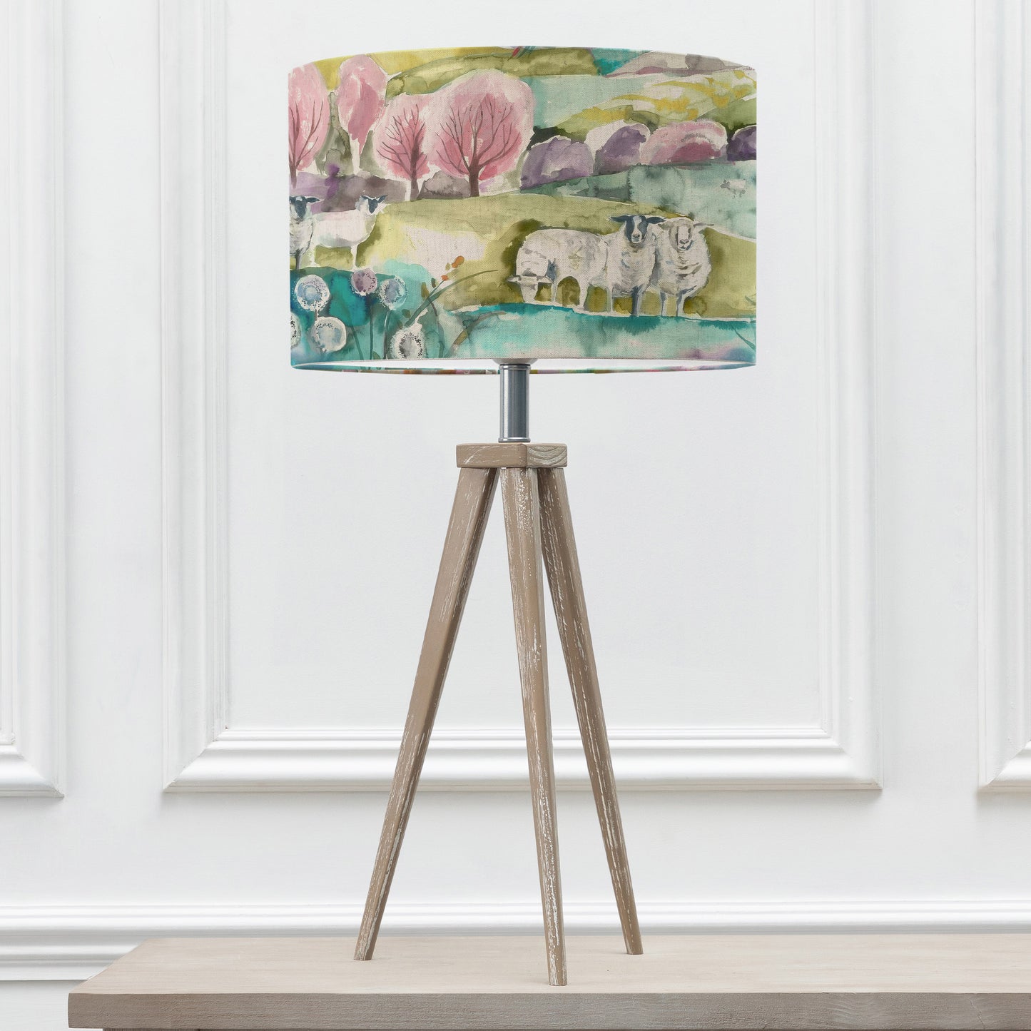 ARATUS TABLE LAMPBASE GREY WASH/BUTTERMERE EVA 40CM LAMPSHADE LINEN