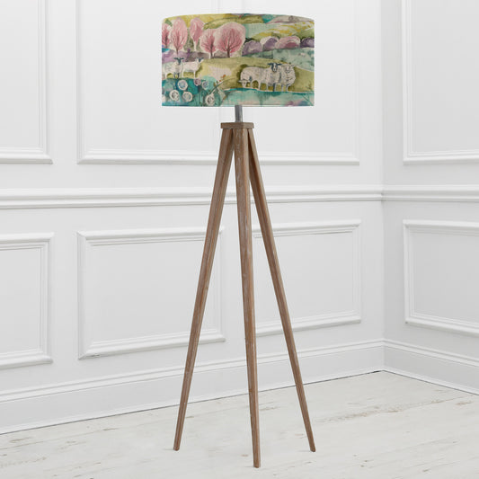 ARATUS FLOOR LAMPBASE GREY WASH/BUTTERMERE EVA 52CM LAMPSHADE LINEN