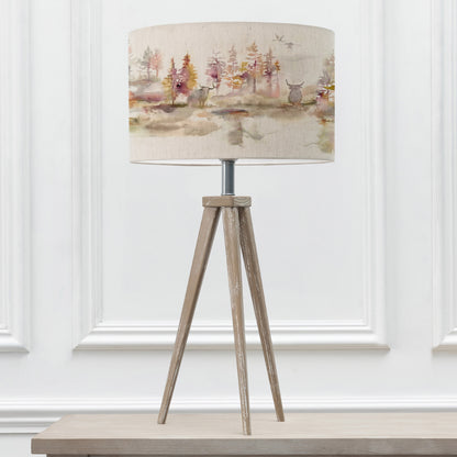 ARATUS TABLE LAMPBASE GREY WASH/CALEDONIAN FOREST EVA 40CM LAMPSHADE LINEN