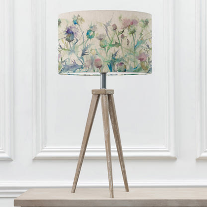 ARATUS TABLE LAMPBASE GREY WASH/CIRSIUM EVA 40CM LAMPSHADE DAMSON