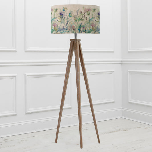 ARATUS FLOOR LAMPBASE GREY WASH/CIRSIUM EVA 52CM LAMPSHADE DAMSON