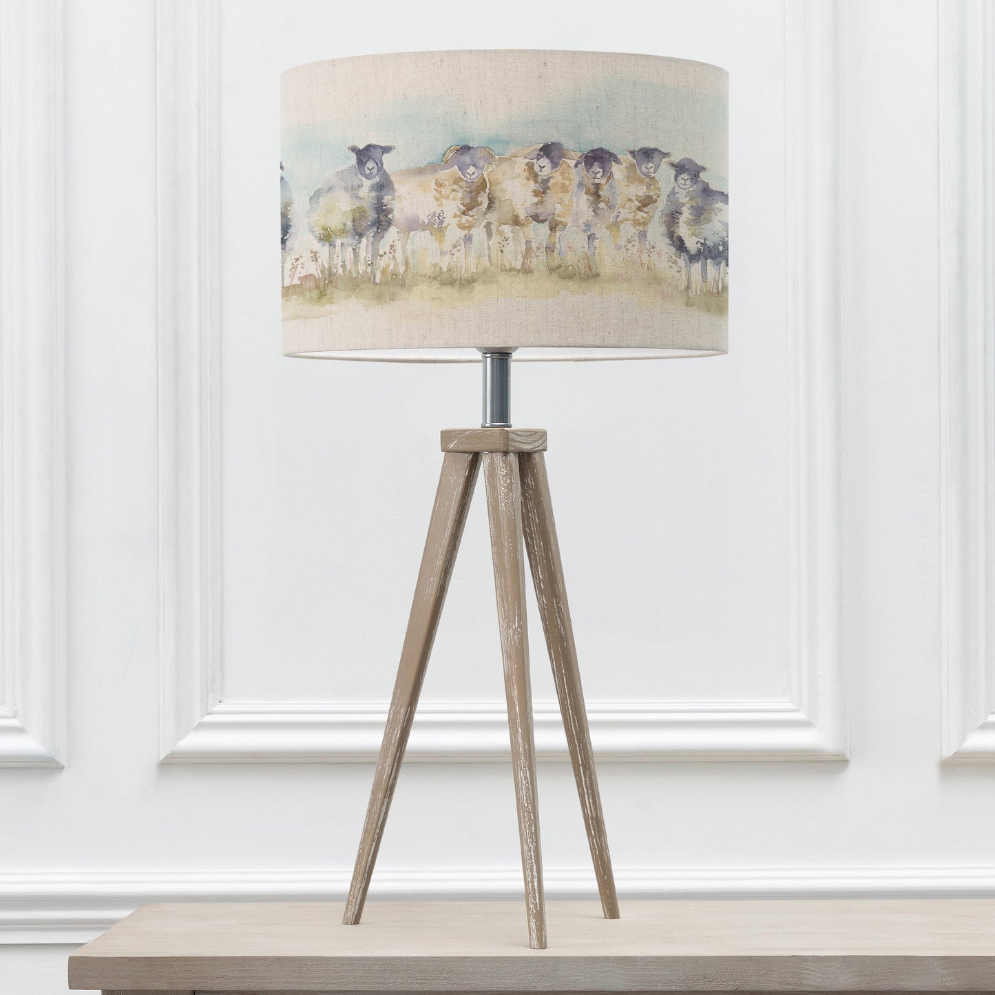 ARATUS TABLE LAMPBASE GREY WASH/COME BY EVA 40CM LAMPSHADE LINEN