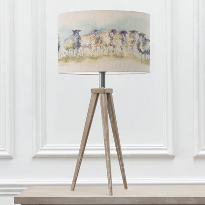 ARATUS TABLE LAMPBASE GREY WASH/COME BY EVA 40CM LAMPSHADE LINEN
