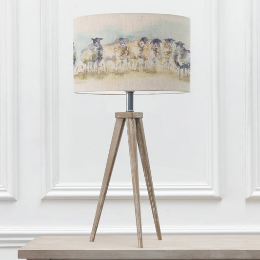 ARATUS TABLE LAMPBASE GREY WASH/COME BY EVA 40CM LAMPSHADE LINEN