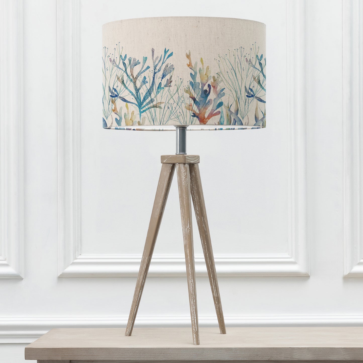 ARATUS TABLE LAMPBASE GREY WASH/CORAL REEF EVA 40CM LAMPSHADE COBALT