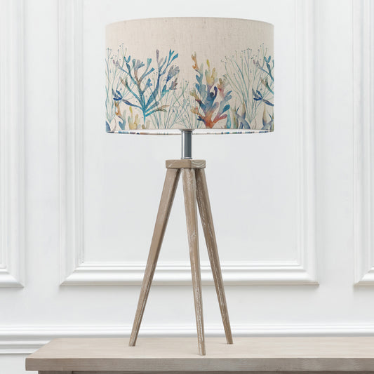 ARATUS TABLE LAMPBASE GREY WASH/CORAL REEF EVA 40CM LAMPSHADE COBALT