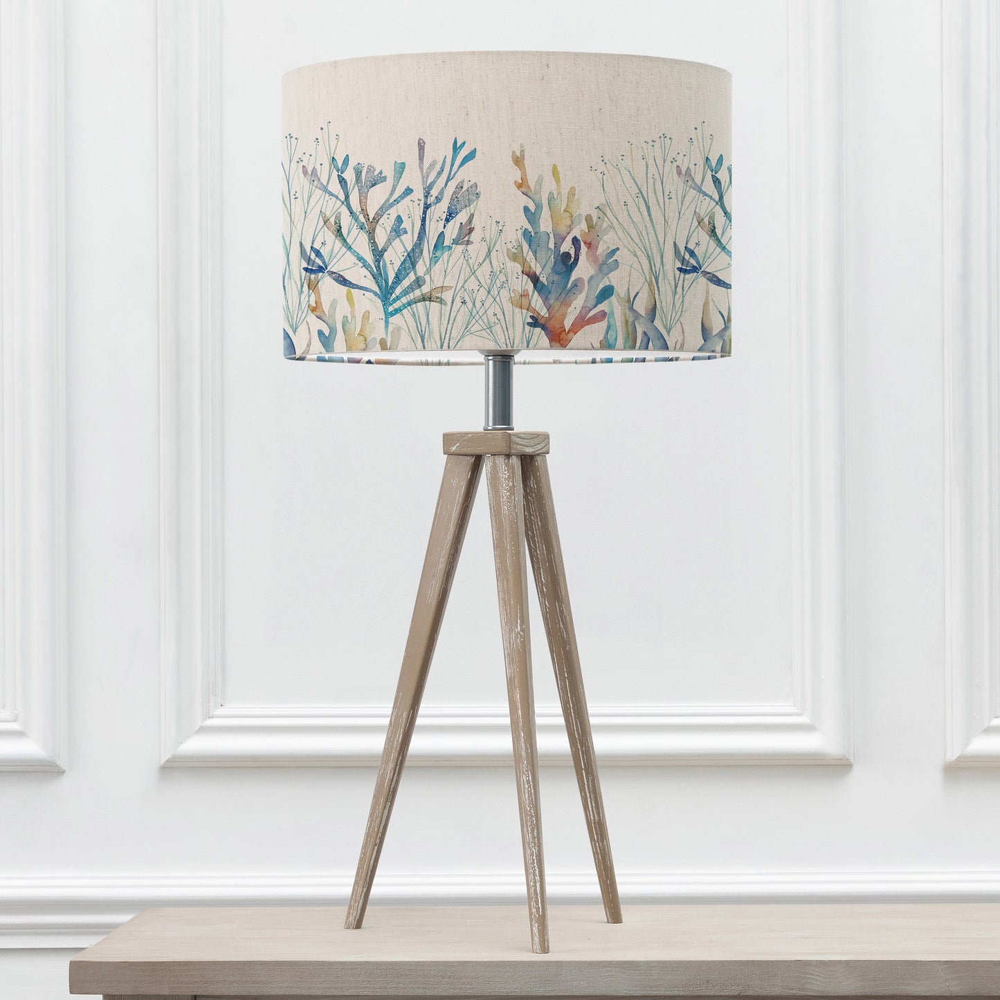 ARATUS FLOOR LAMPBASE GREY WASH/CORAL REEF EVA 52CM LAMPSHADE COBALT