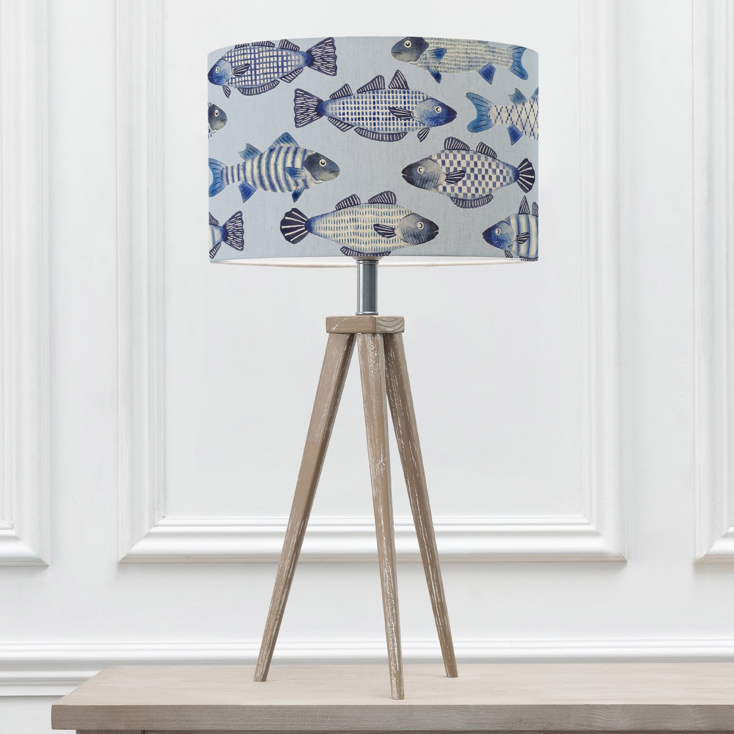 ARATUS TABLE LAMPBASE GREY WASH/COVE EVA 40CM LAMPSHADE COBALT