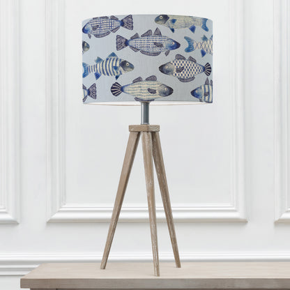 ARATUS TABLE LAMPBASE GREY WASH/COVE EVA 40CM LAMPSHADE COBALT