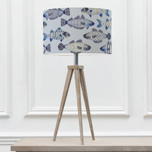 ARATUS TABLE LAMPBASE GREY WASH/COVE EVA 40CM LAMPSHADE COBALT