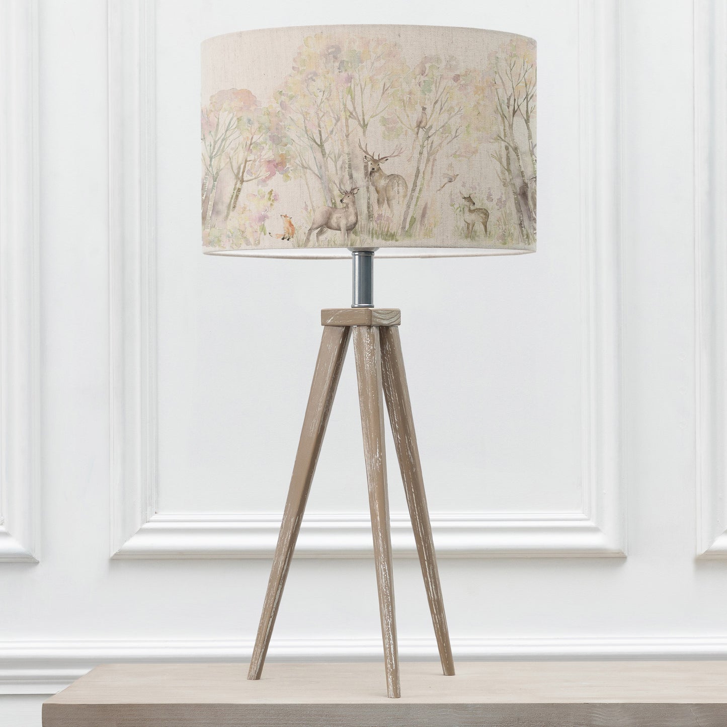 ARATUS TABLE LAMPBASE GREY WASH/ENCHANTED FOREST EVA 40CM LAMPSHADE FOREST
