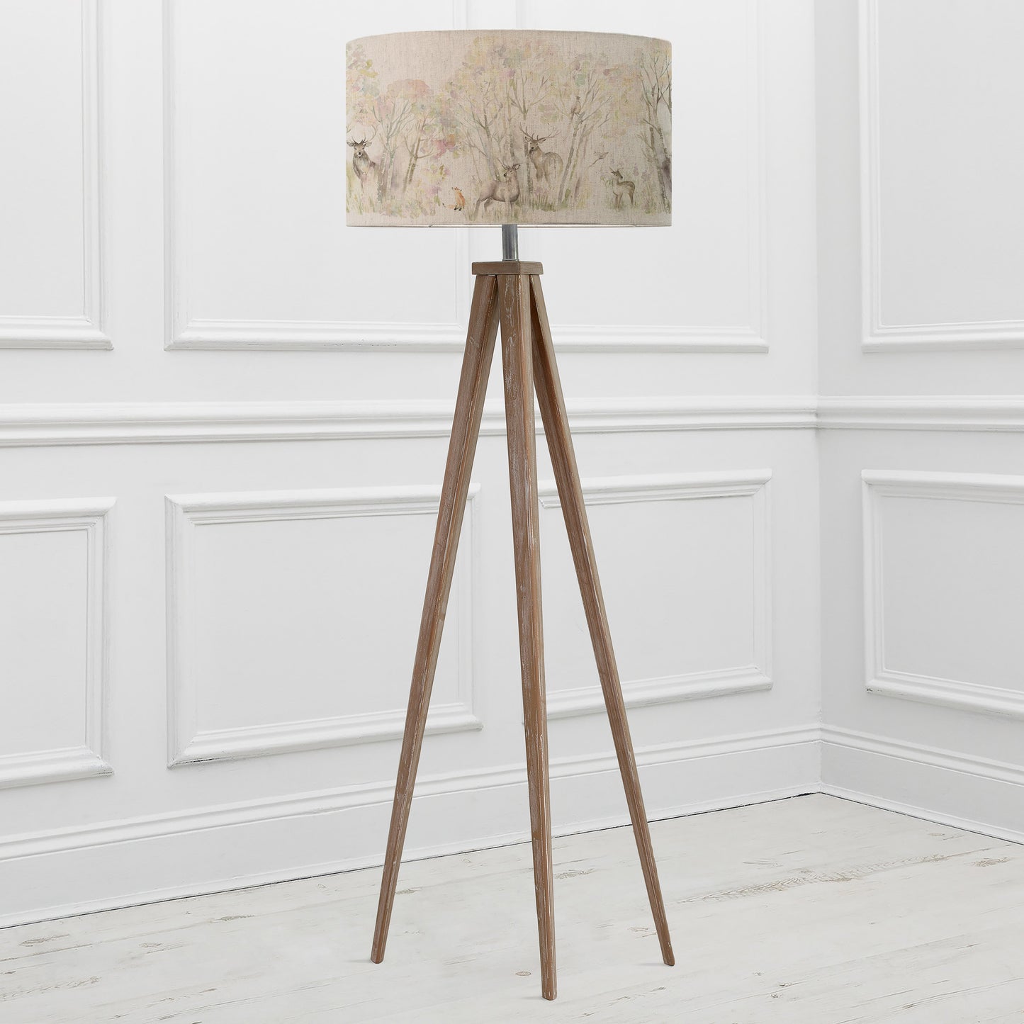 ARATUS FLOOR LAMPBASE GREY WASH/ENCHANTED FOREST EVA 52CM LAMPSHADE FOREST