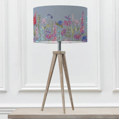 ARATUS TABLE LAMPBASE GREY WASH/FLORABUNDA EVA 40CM LAMPSHADE BLUEBELL