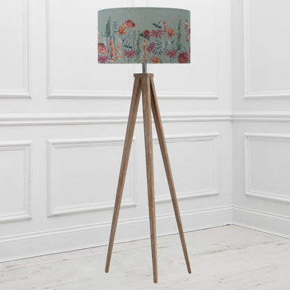 ARATUS FLOOR LAMPBASE GREY WASH/FLORABUNDA EVA 52CM LAMPSHADE CORNFLOWER