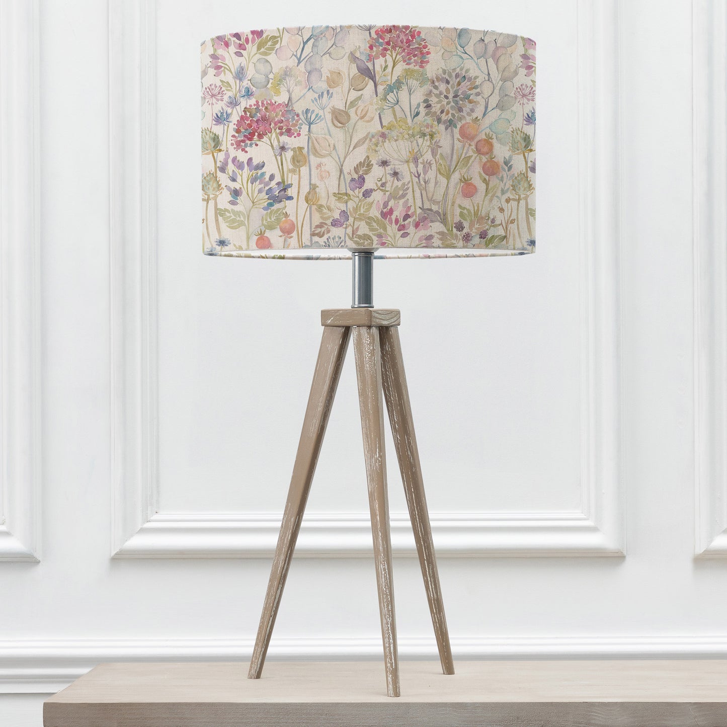 ARATUS TABLE LAMPBASE GREY WASH/HEDGEROW EVA 40CM LAMPSHADE LINEN