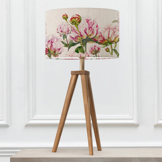 ARATUS TABLE LAMPBASE NUT/HELIGAN LINEN EVA 40CM LAMPSHADE FUCHSIA