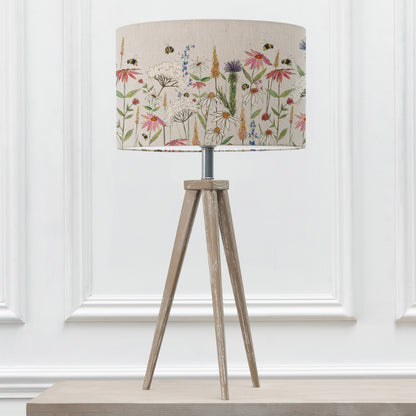 ARATUS TABLE LAMPBASE GREY WASH/HERMIONE EVA 40CM LAMPSHADE LINEN
