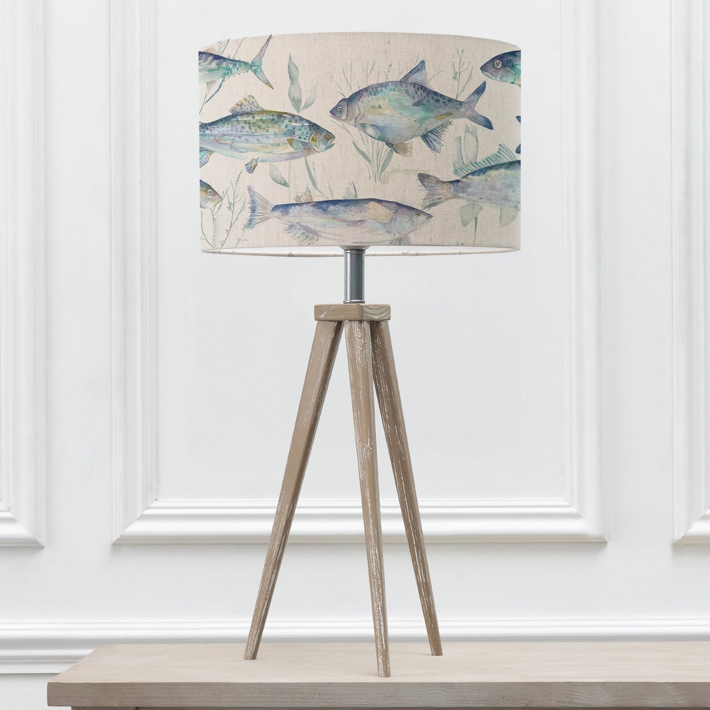 ARATUS TABLE LAMPBASE GREY WASH/IVES WATERS EVA 40CM LAMPSHADE MARINE