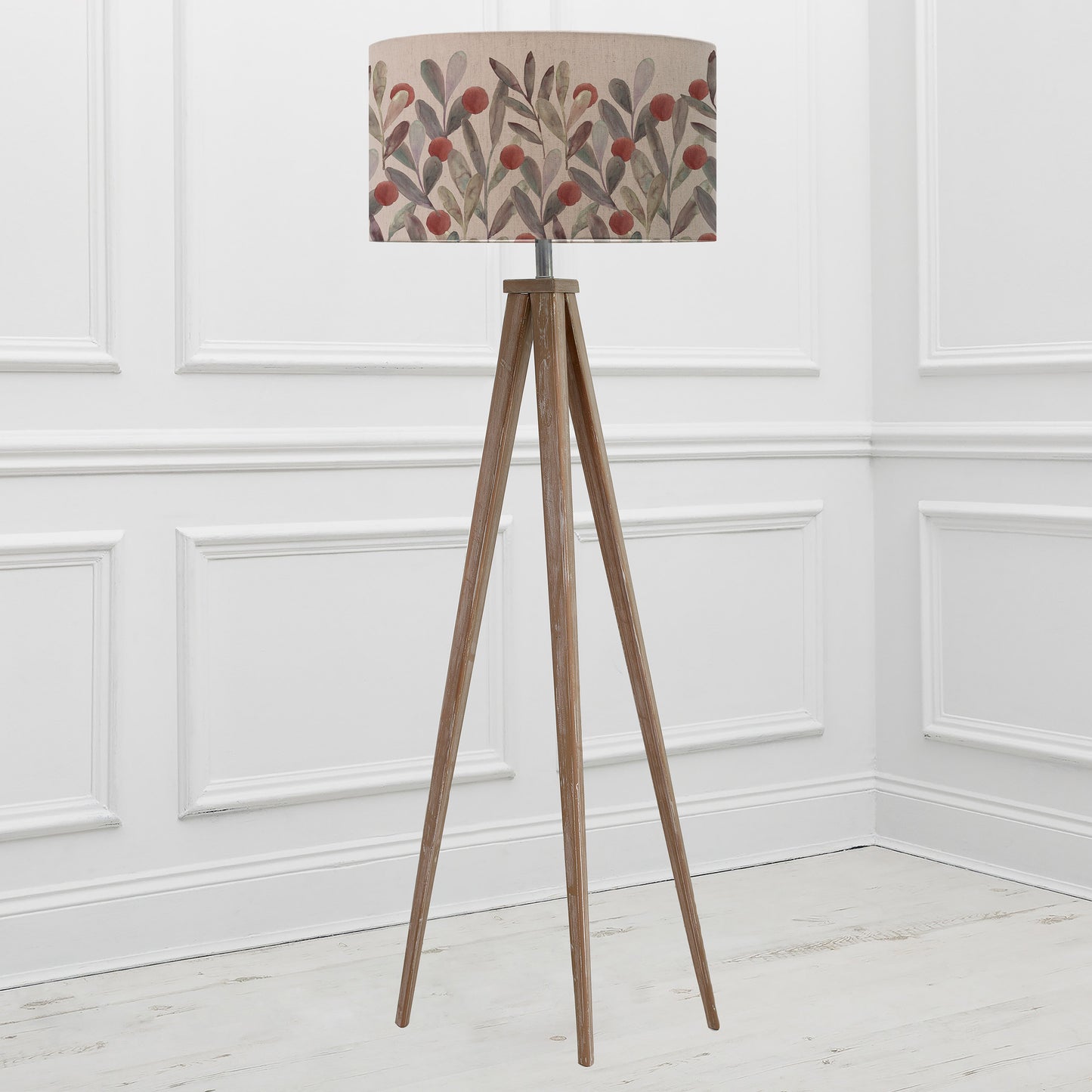 ARATUS FLOOR LAMPBASE GREY WASH/KATSURA EVA 52CM LAMPSHADE MULBERRY