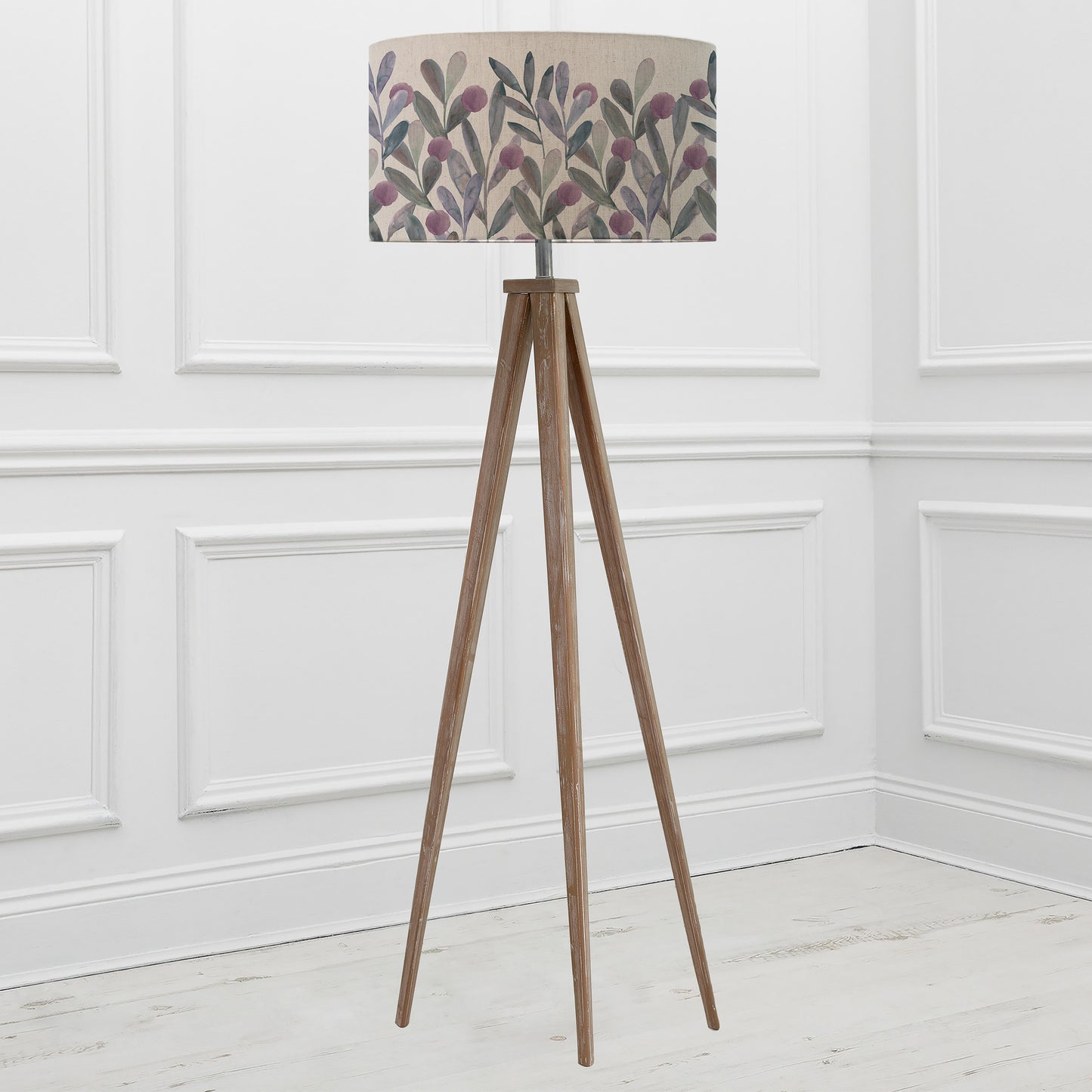 ARATUS FLOOR LAMPBASE GREY WASH/KATSURA EVA 52CM LAMPSHADE VIOLET