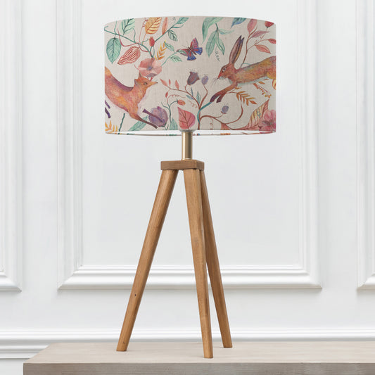 ARATUS TABLE LAMPBASE NUT/LEAPING INTO THE FAUNA EVA 40CM LAMPSHADE LINEN