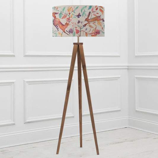 ARATUS FLOOR LAMPBASE NUT/LEAPING INTO THE FAUNA EVA 52CM LAMPSHADE LINEN