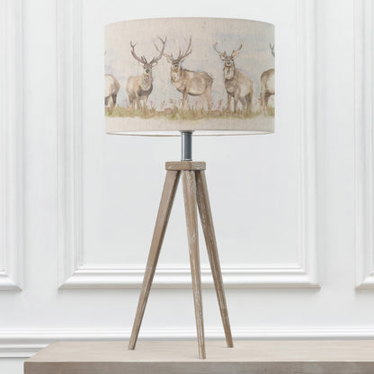 ARATUS TABLE LAMPBASE GREY WASH/MOORLAND STAG EVA 40CM LAMPSHADE LINEN