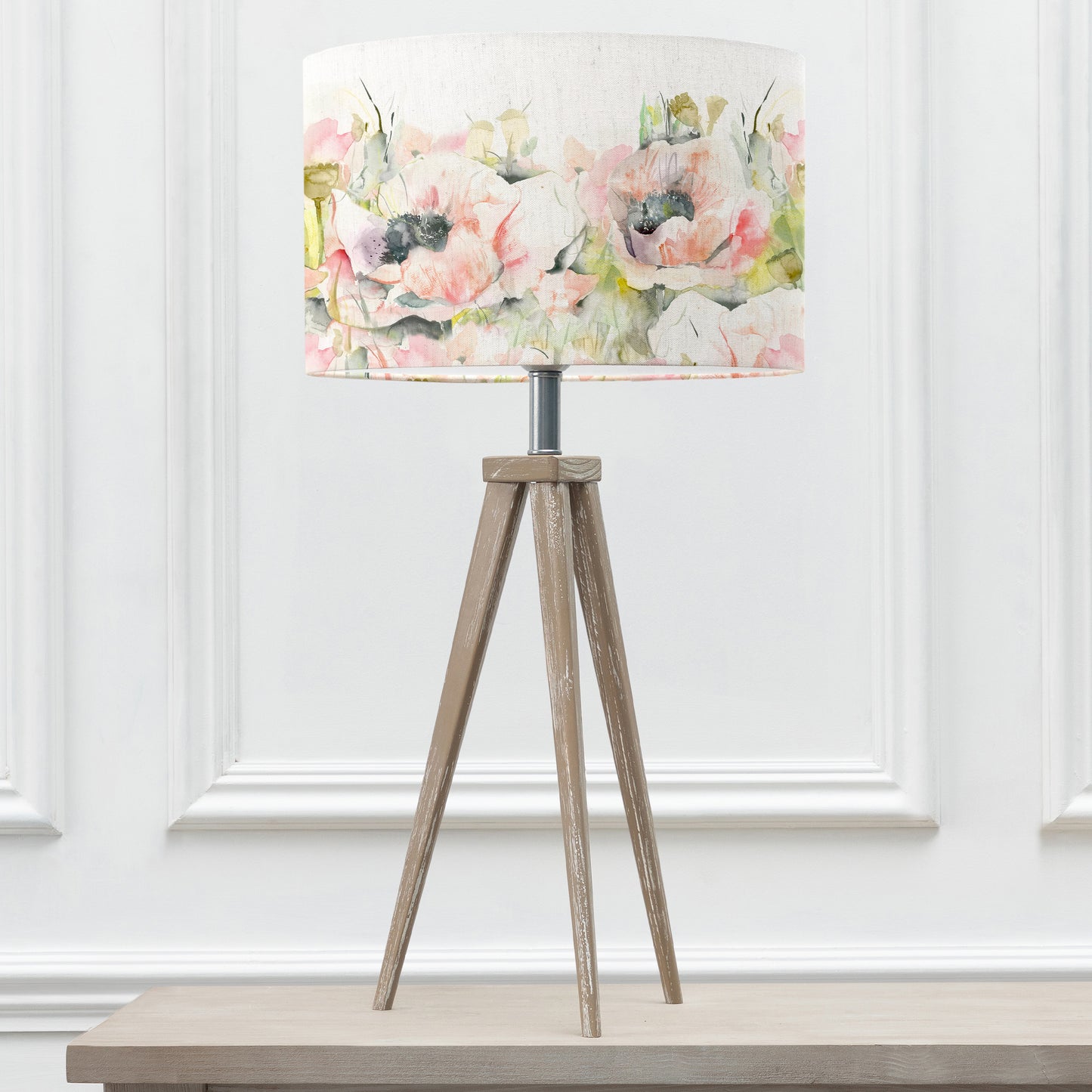 ARATUS TABLE LAMPBASE GREY WASH/PAPAVERA EVA 40CM LAMPSHADE SWEETPEA