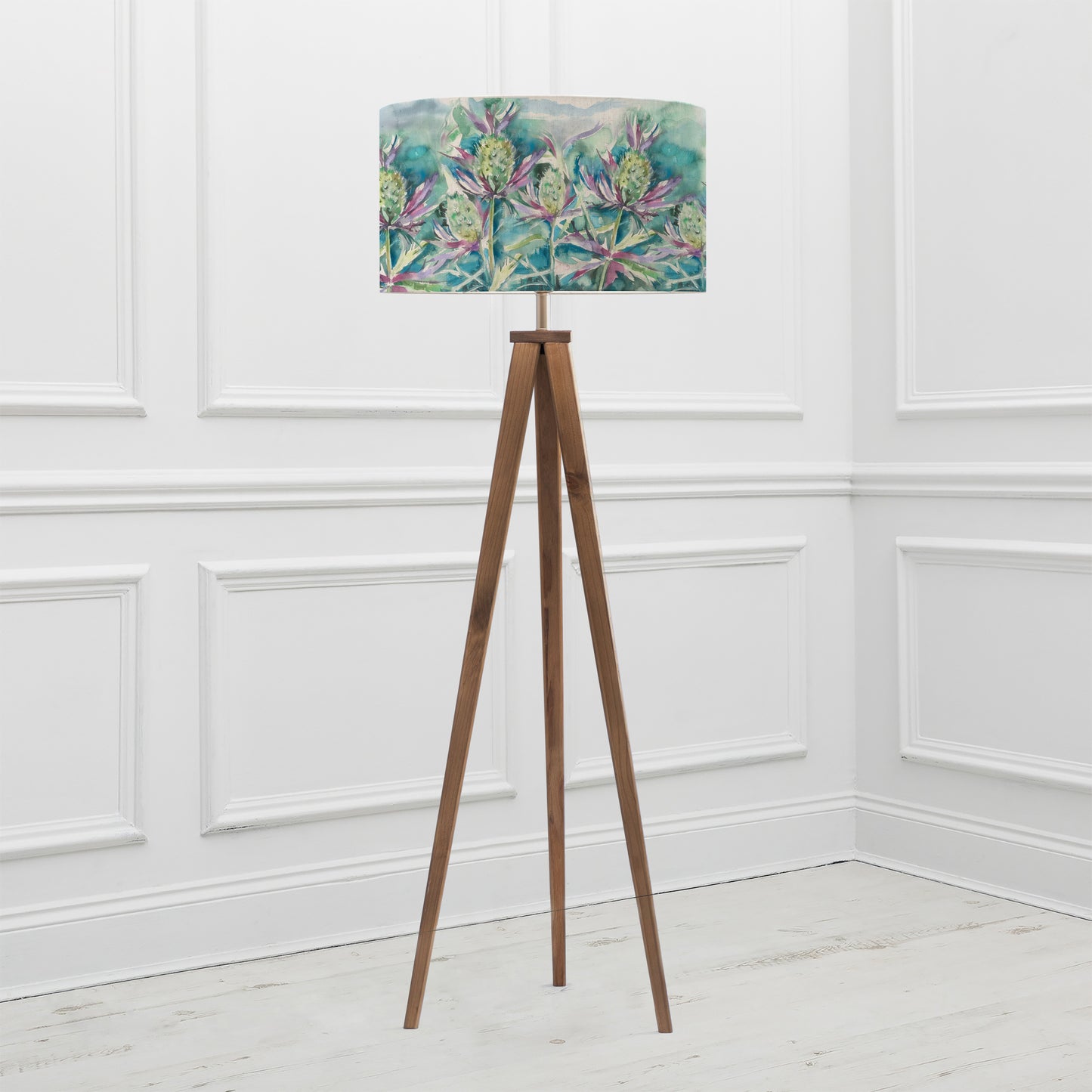 ARATUS FLOOR LAMPBASE NUT/SEA THISTLE EVA 52CM LAMPSHADE LINEN