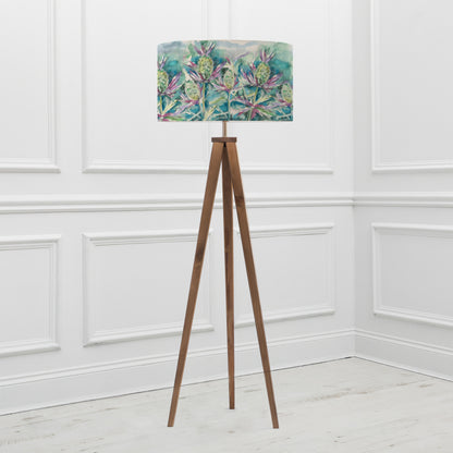 ARATUS FLOOR LAMPBASE NUT/SEA THISTLE EVA 52CM LAMPSHADE LINEN